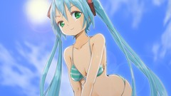 Photoshop Beaches anime girls green eyes hatsune miku vocaloid 