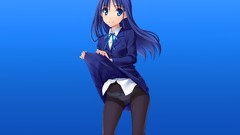 Photoshop blue background skirts blue hair blue eyes pantyhose 