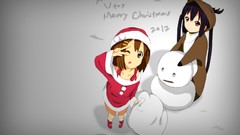 Photoshop Christmas Anime costume santa snowman long hair brown 