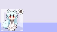 Photoshop collar Chibi white hair red eyes blush animal ears 