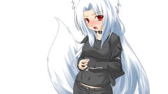 Photoshop collar white hair red eyes blush anime girls animal 