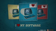 Photoshop Computers Typography Hearts blue background adobe 
