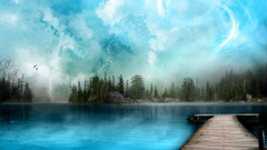 Photoshop dock Lake oil