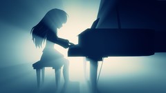 Photoshop piano monochrome angel beats beats tachibana kanade