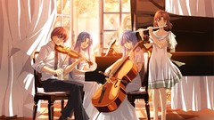 Piano cello violins anime girls flute anime boys