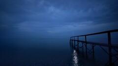 pier sky horizon nature Sea dark night blue