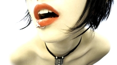 Pierced lips white background