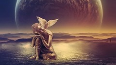 Pigeons Earth Buddha peace planets angels outer space