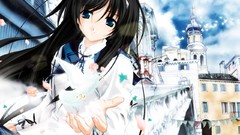 Pigeons long hair anime girls black hair memories off Misasagi 