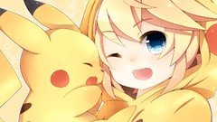 Pikachu Pokemon anime girls blue eyes vocaloid kagamine len 