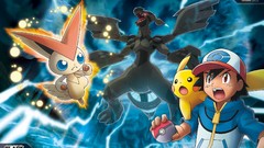 Pikachu Pokemon Ash Ketchum Zekrom Victini