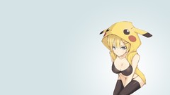 Pikachu Pokemon hoodies blondes anime girls blue eyes short 