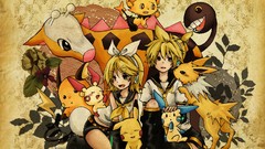 Pikachu Pokemon vocaloid kagamine len kagamine rin jolteon 