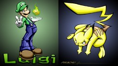 Pikachu super smash bros Luigi artwork
