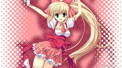 Pink Anime anime girls jumping arms raised