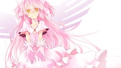 Pink Anime dress Ribbons pink hair anime girls mahou shoujo 