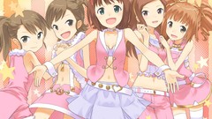 Pink Anime Ribbons twins anime girls amami haruka idolmaster 