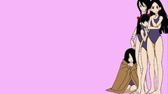 Pink background blanket sitting long hair anime girls brown 