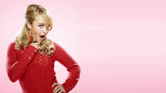 Pink background blondes woman