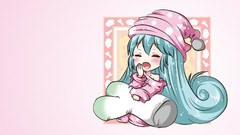 Pink background blush long hair anime girls closed eyes hatsune 