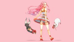 Pink background eureka seven artwork fantasy art