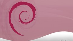 Pink background Linux debian GNU/Linux