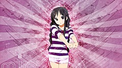 Pink background long hair anime girls akiyama mio k - on black 