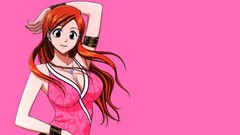 Pink background Manga anime girls bleach inoue orihime Simple 