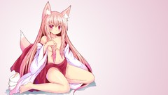 Pink background pink hair long hair pink eyes anime girls 