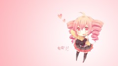 Pink background pink hair long hair pink eyes anime girls utau 