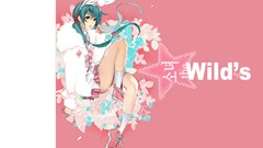 Pink background red eyes skirts anime girls animal ears 