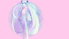 Pink background skirts long hair anime girls hatsune miku 
