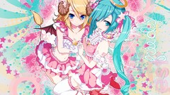 Pink blondes blue eyes hatsune miku vocaloid kagamine rin 