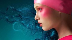 Pink blue hair artwork