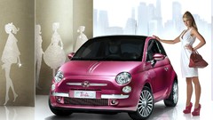 Pink cars barbie concept art girls with cars Fiat 500