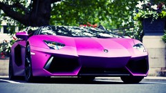 Pink cars Lamborghini-Aventador low-angle shot