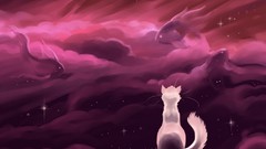 Pink cats night sky