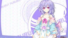 Pink eyes anime girls purple hair video games hair ribbons 