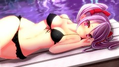 Pink eyes idolmaster purple hair cleavage idolmaster cinderella 