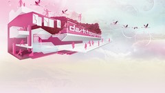 Pink flamingos digital art Desktopography