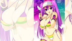 Pink hair anime girls bikini Beatmania Celica