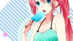 Pink hair anime girls blue eyes vocaloid megurine luka