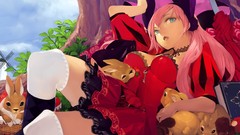 Pink hair anime girls Bunnies blue eyes vocaloid megurine luka 