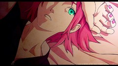 Pink hair anime girls haruno sakura naruto shippuden aqua eyes