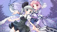 Pink hair anime girls konpaku youmu touhou saigyouji yuyuko 