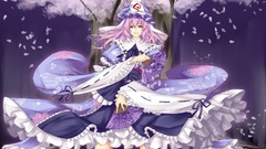 Pink hair anime girls touhou cherry blossoms saigyouji yuyuko 