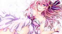 Pink hair anime girls vocaloid megurine luka bra panties
