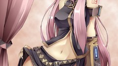 Pink hair anime girls vocaloid megurine luka detached sleeves