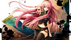 Pink hair anime girls vocaloid megurine luka detached sleeves 