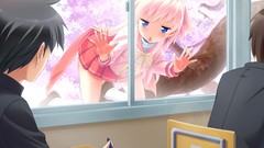 Pink hair blue eyes school uniforms game cg